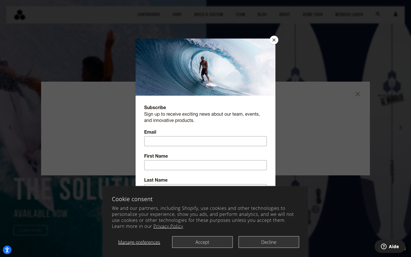 Homepage CI Surfboards desktop